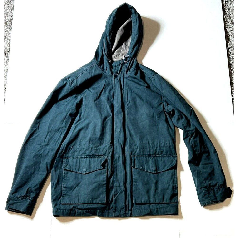 Frank & Oak Blue Cotton Canvas Hooded Jacket Men's Size Medium